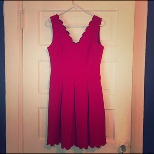 Banana republic red dress with scalloped edges